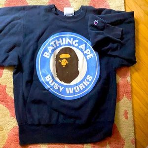 Navy bape/champion crewneck